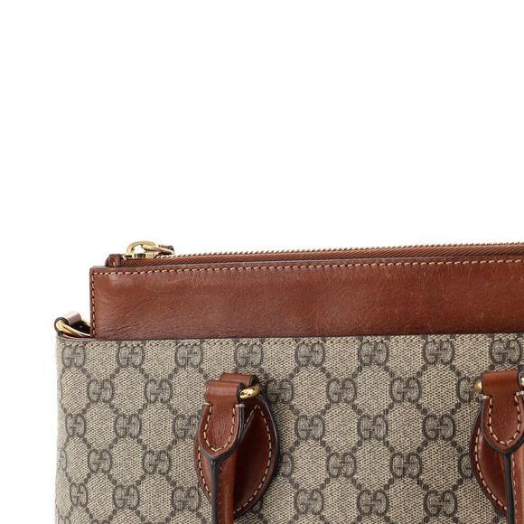 Gucci Linea A Convertible Tote GG Coated Canvas Medium Brown - Picture 6 of 9